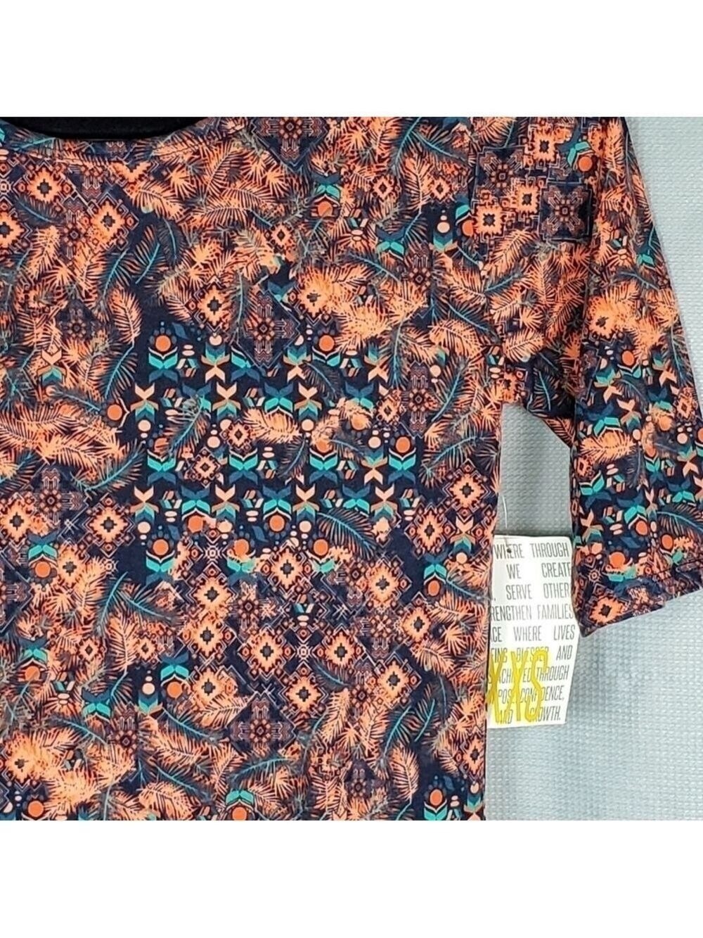 NWT Lularoe Julia, blue with multicolored pattern, size XXS - Picture 2 of 5